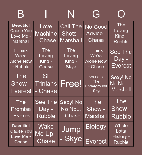 September 2020 - Colours Bingo Card