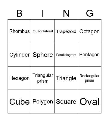 Shapes and Forms Bingo Card