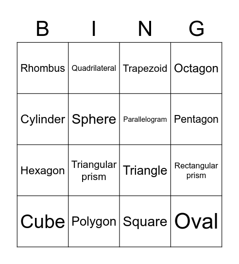 Shapes and Forms Bingo Card