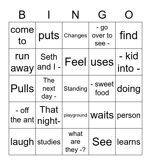 Inter A3 Chapter1 Bingo Card