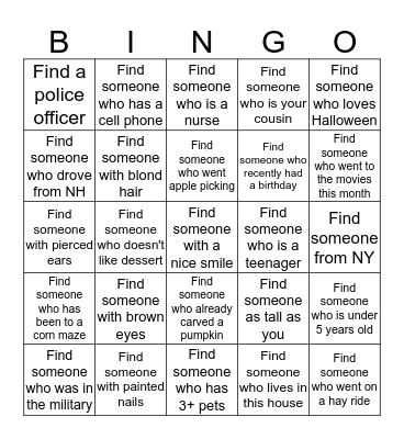 Meet the Family Bingo! Bingo Card