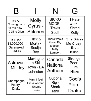 Canada's Finest Bingo Card
