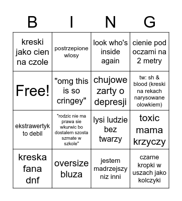 tiktok vent art bingo Card