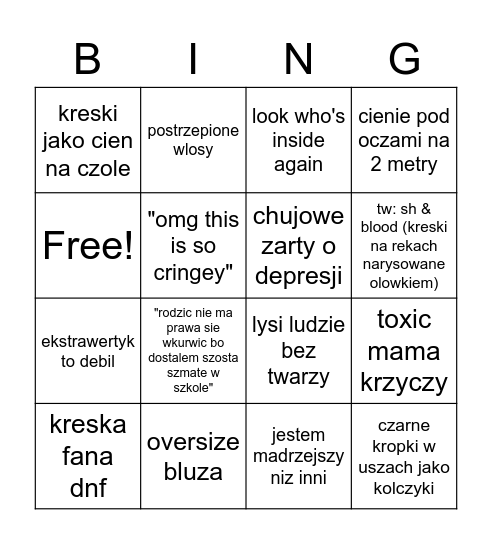 tiktok vent art bingo Card