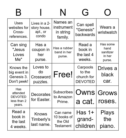 Did You Know... Bingo Card