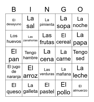 LA COMIDA 2022 Bingo Card
