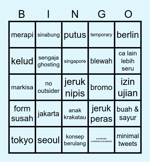 mondie Bingo Card