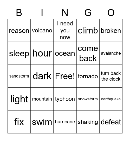 Review End of Year Bingo Card
