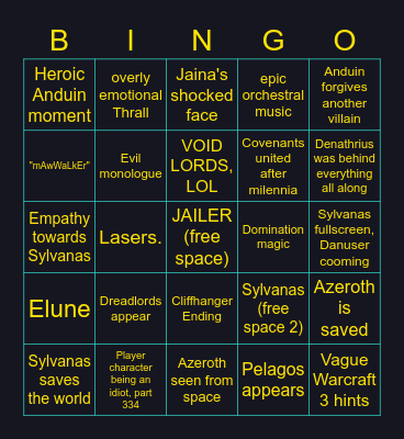 Eternity's End - KB Bingo Card