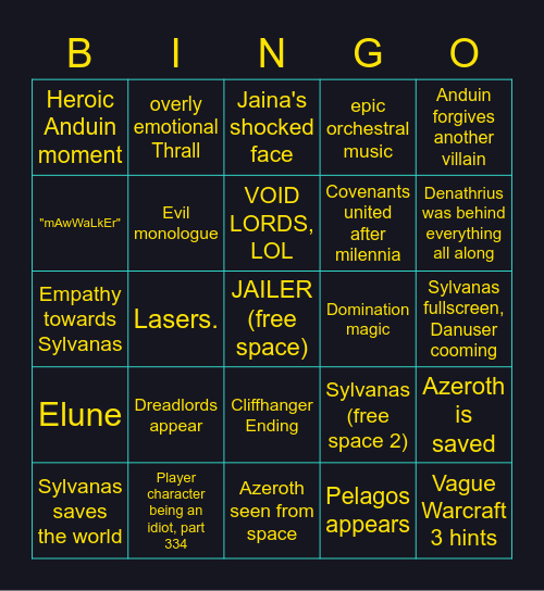 Eternity's End - KB Bingo Card