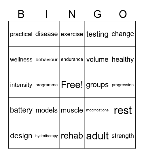 Health Promotions Module Bingo Card