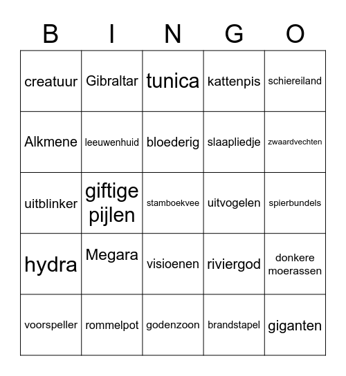 Herakles Bingo Card