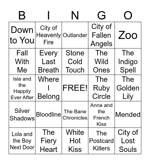 August Bingo Book-A-Thon Bingo Card