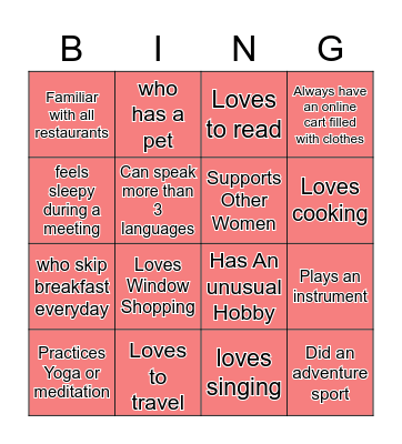 Women's Day Bingo Card