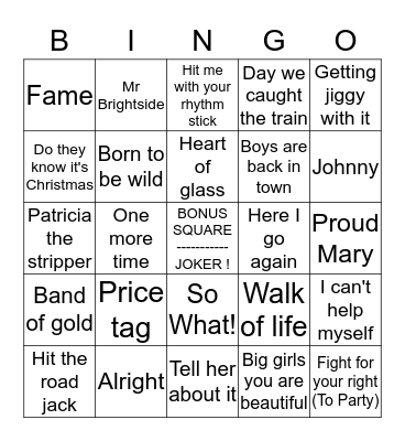 BLUES BAR - NAME THAT SONG BINGO 5 Bingo Card