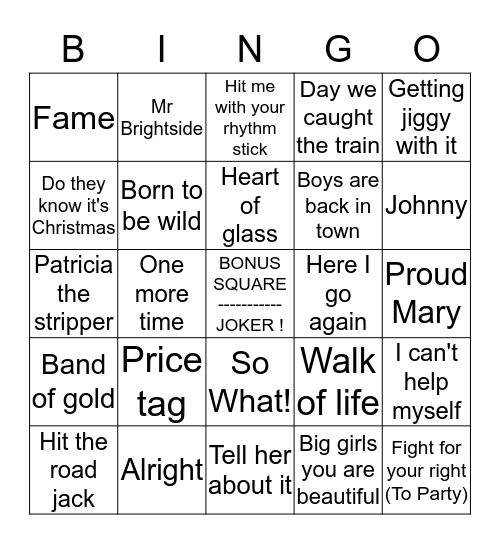 BLUES BAR - NAME THAT SONG BINGO 5 Bingo Card