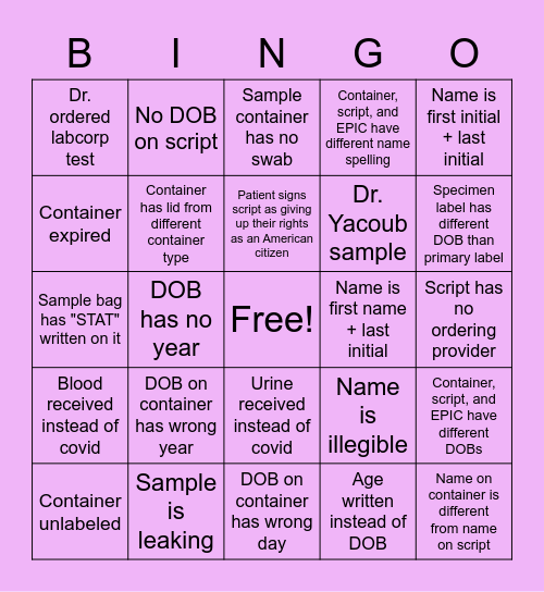 Registration Bingo! Bingo Card