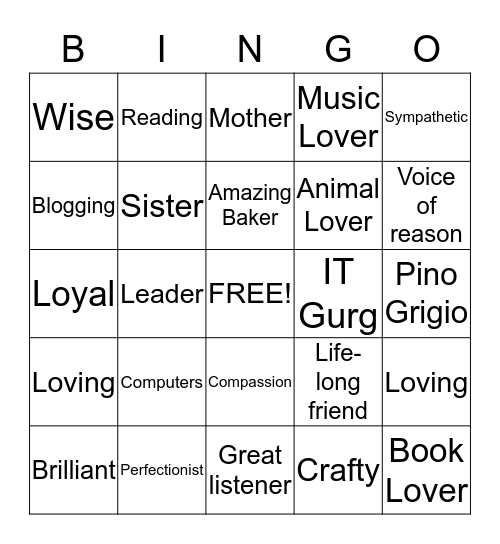 Happy 40th Vanessa!!! Bingo Card