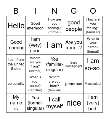 study.com 1-25 Bingo Card
