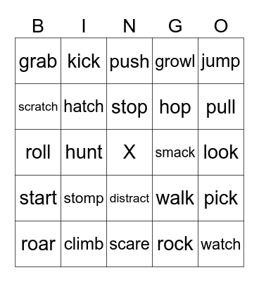 Regular ED Dinosaur Verbs Bingo Card