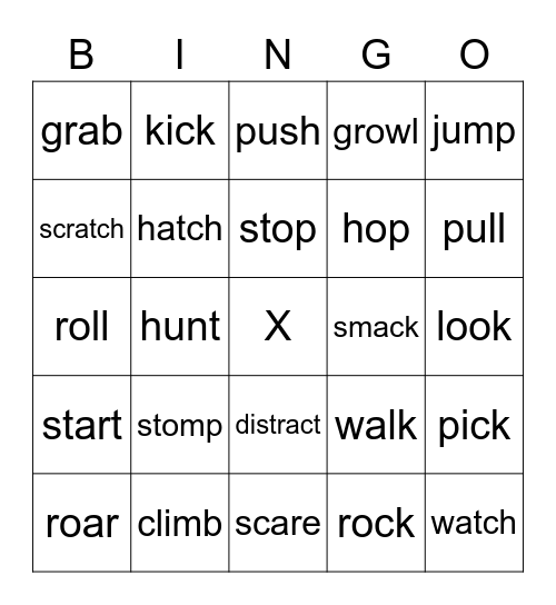 Regular ED Dinosaur Verbs Bingo Card