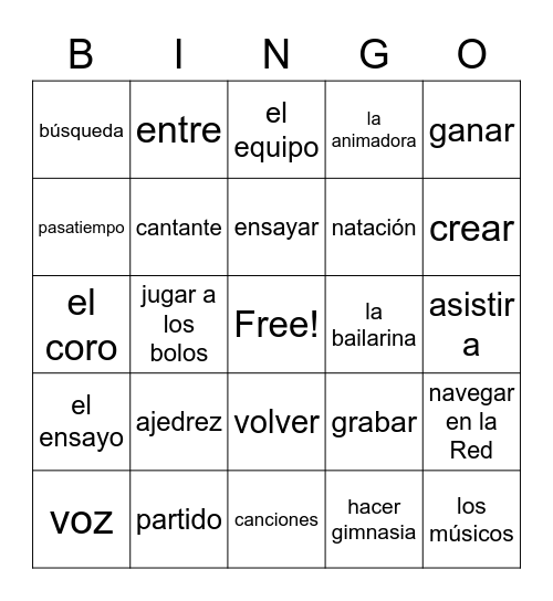 Esp. 2 1B Bingo Card