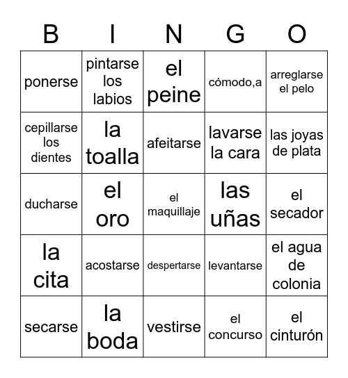 Esp 2 Capítulo 2A Bingo Card