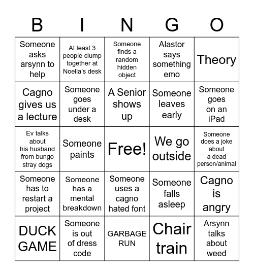 COMMERCIAL ART GANG GANG BINGO Card