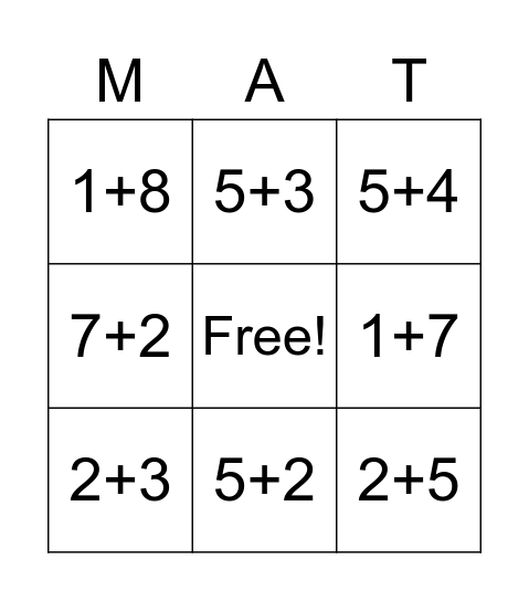 Number Partner Bingo! Bingo Card