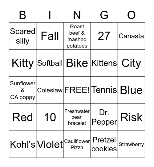 Kay & Sue's Anniversary Bingo Card