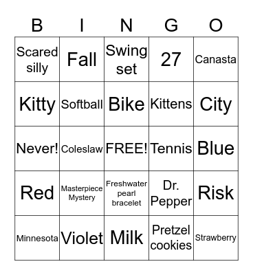 Kay & Sue's Anniversary Bingo Card