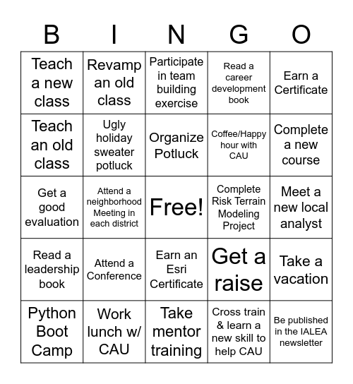 2022 Work Bucketlist Bingo Card