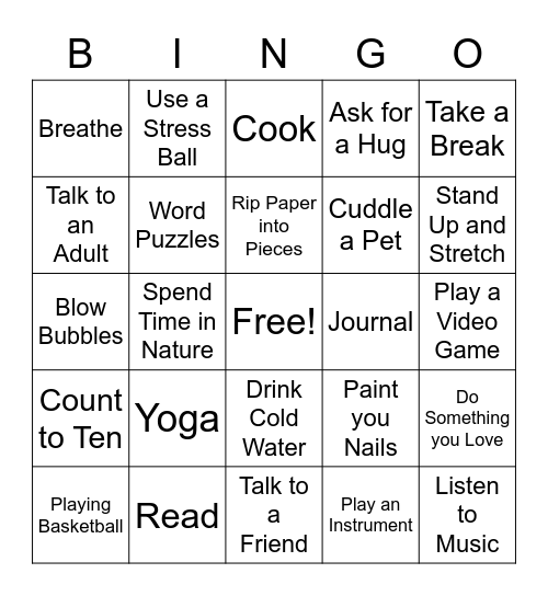 One, Two, What Do I DO? Bingo Card