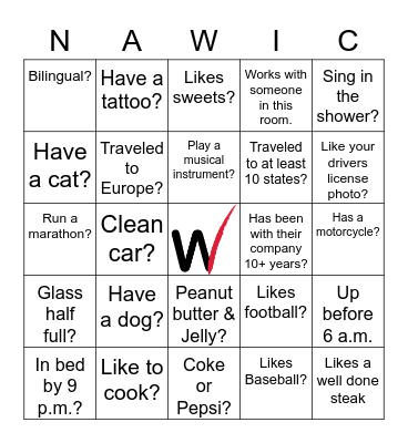 NAWIC Dallas Networking Bingo Card