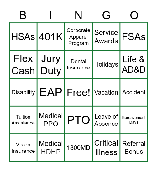 Co-Alliance Benefits Bingo Card