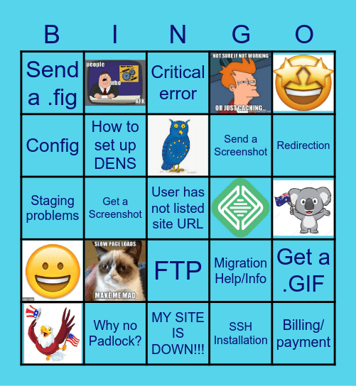 Team EU Chat Bingo Card