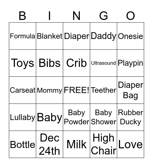Baby Acker Bingo Card