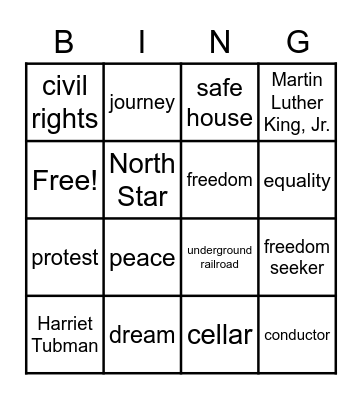 Black History Vocab Bingo Card