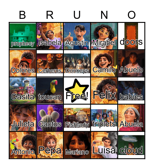 Encanto BRUNO (Bingo) Bingo Card