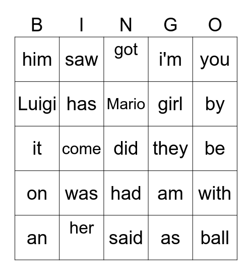 Bingo Homework54 Bingo Card
