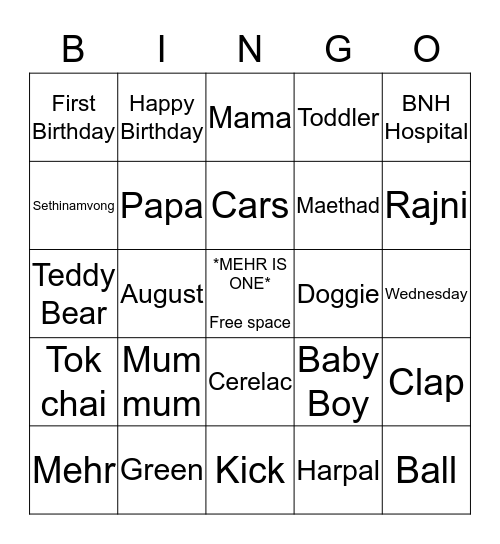 Birthday Celebrations Bingo Card