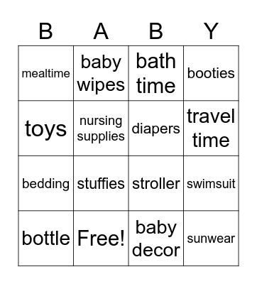 Baby Time Bingo Card