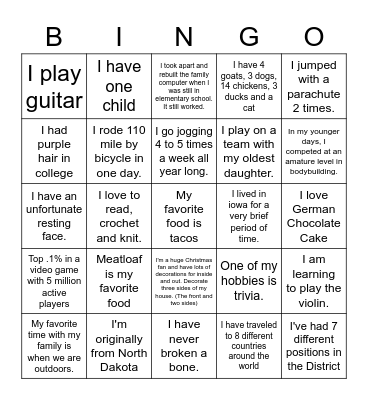 Raytown Tech Bingo Card