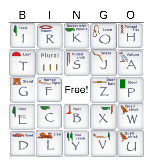 Hieroglyphics Bingo Card