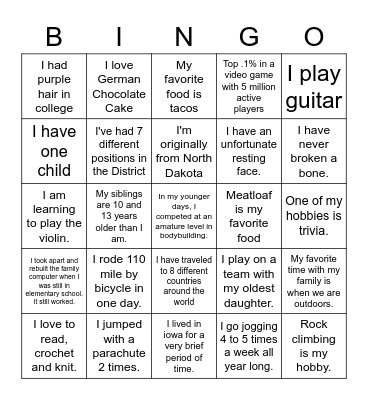 Raytown Tech Bingo Card