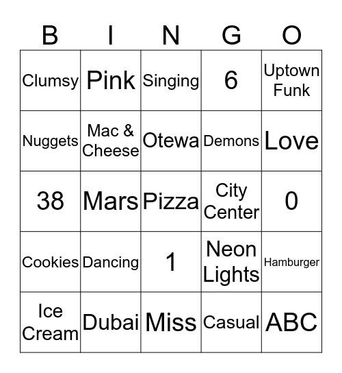 AYA, WE LOVE YOU !  Bingo Card