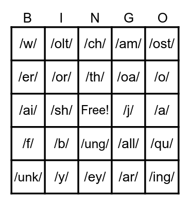 Letter Sounds Bingo Card