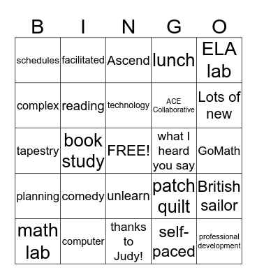 Welcome to the Best School Ever Bingo Card