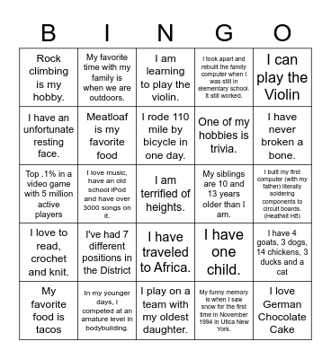 Raytown Tech Bingo Card