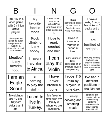 Raytown Tech Bingo Card